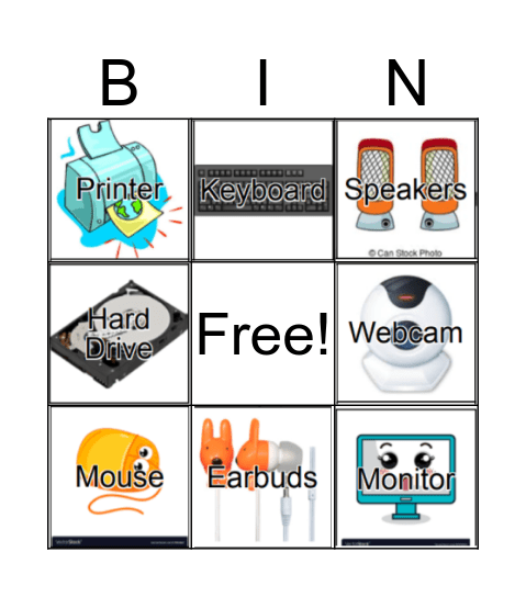 Computer part BINGO Card