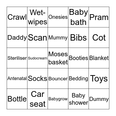 Baby Bingo! Bingo Card