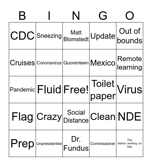 ... and, good luck Bingo Card