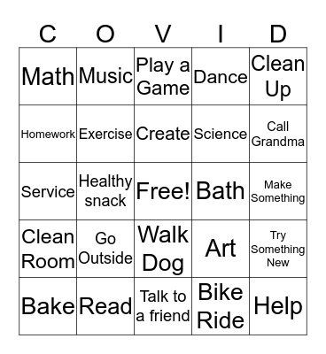 Quarantine Bingo Card