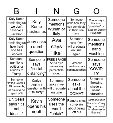 It's Coronatime! Bingo Card