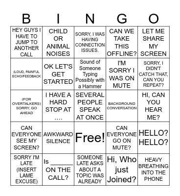 CONFERENCE CALL BINGO Card