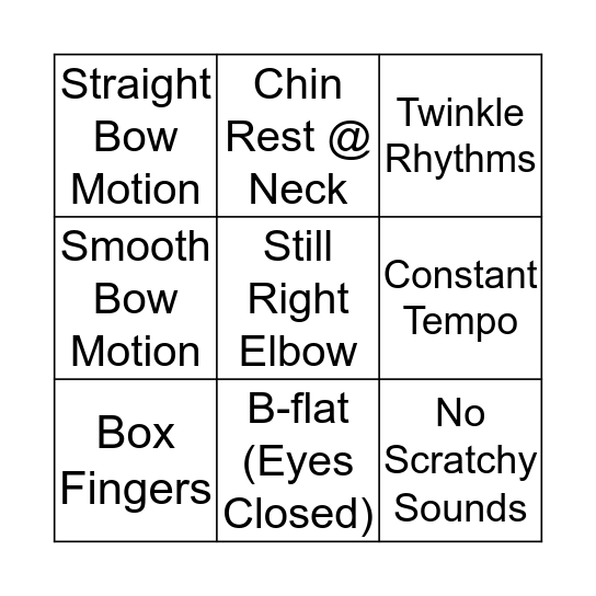 Violin Bingo Card