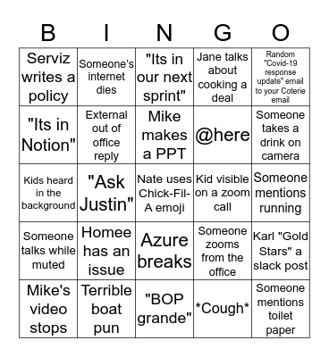 Coterie Remote Bingo Card