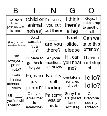 Conference Call Bingo Card