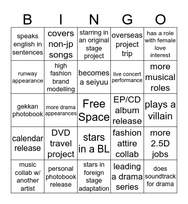 kenta mizue's career advance prediction bingo Card