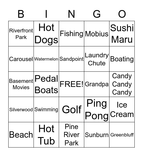 Grandma's House Bingo! Bingo Card