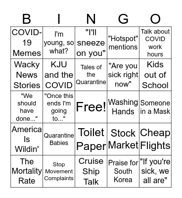 It's Corona Time Bingo Card