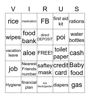 VIRUS OUT BREAK READY? Bingo Card