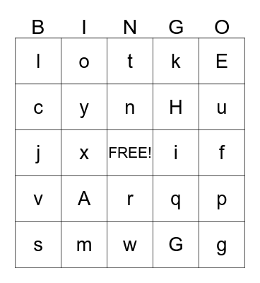 ABC Bingo Card