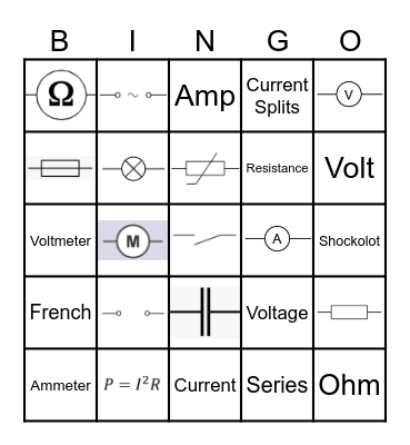 S3 Electricity Bingo Card