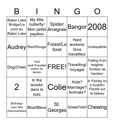 Audrey&Colie's Wedding Bingo Card