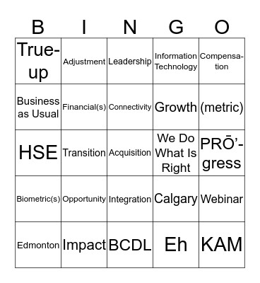 Buzzword Bingo Card