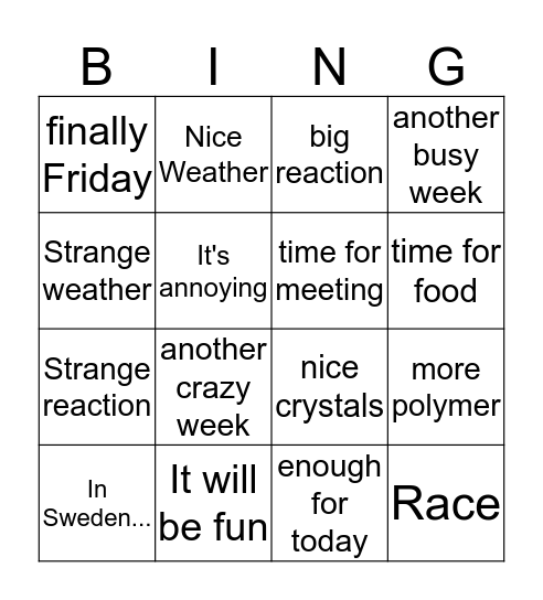 Da Bingo Card