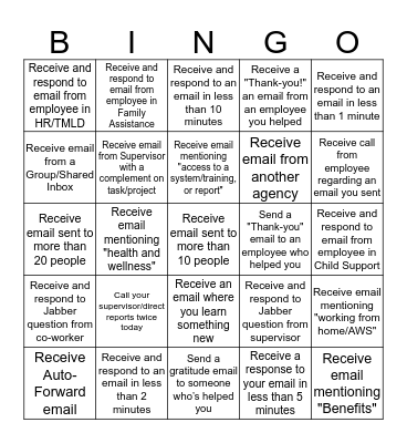 DHS Work/Email BINGO Card