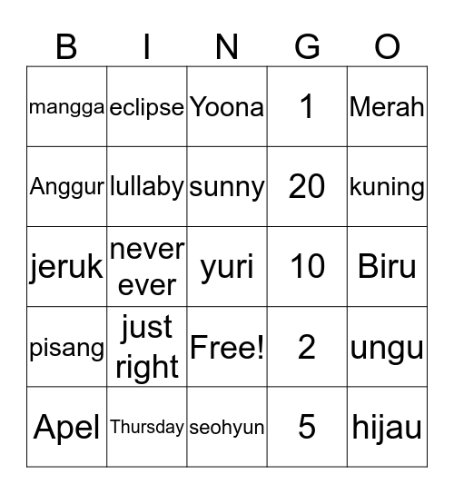 Untitled Bingo Card