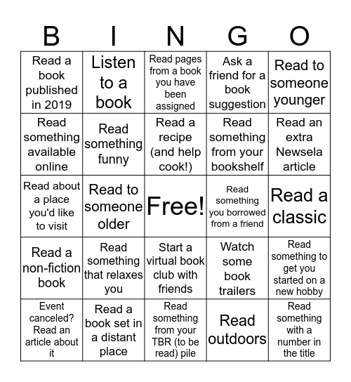 Remote Learning Bingo Card