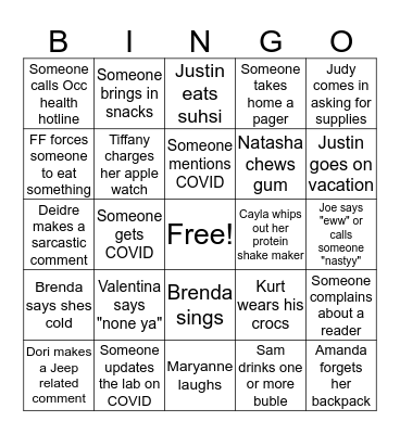 BRIGHAM ECHO LAB BINGO Card