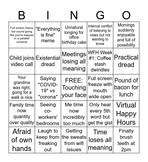 WFH BINGO Card