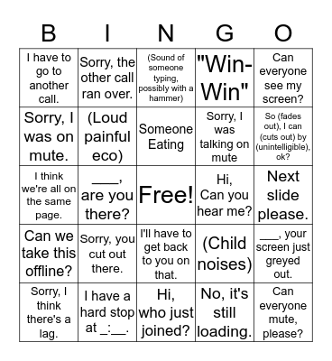 Conference Call Bingo Card
