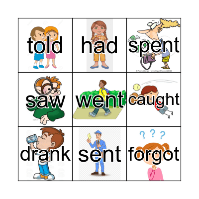 Irregular Verbs Bingo Card