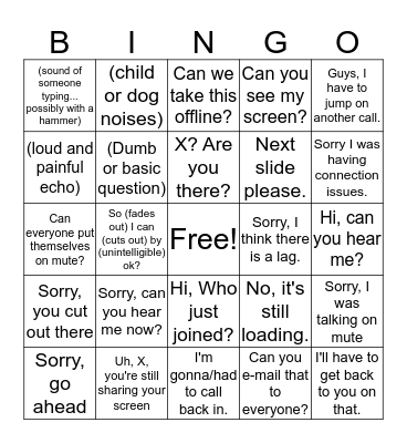 Conference Call Bingo Card