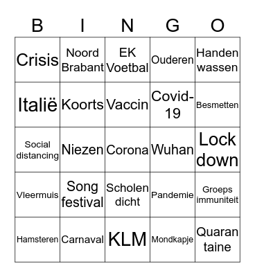 CORONA BINGO  Bingo Card