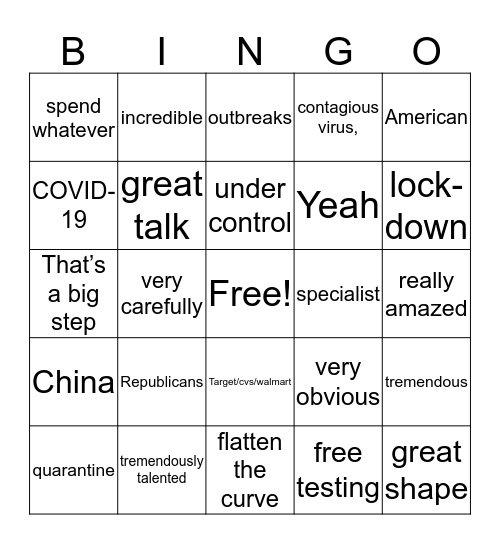 Trump Bingo Card