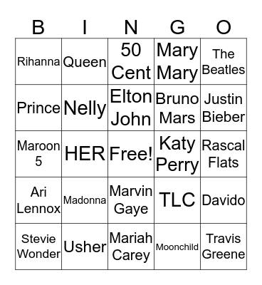 Our Next Musical Guest Bingo Card