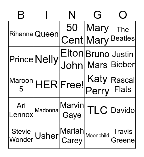 Our Next Musical Guest Bingo Card