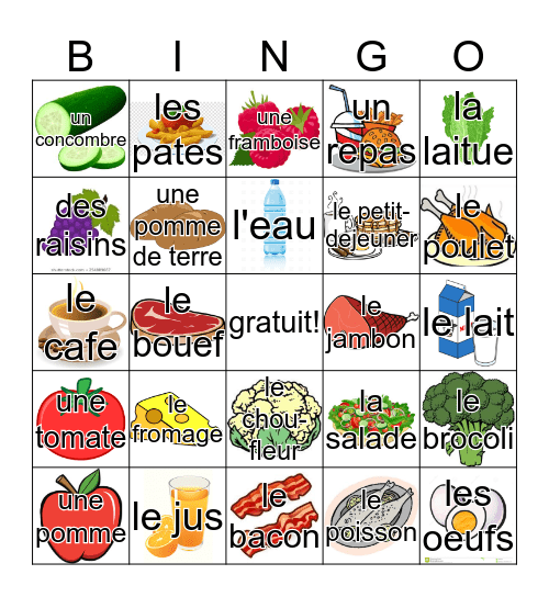 LA NORRITURE  Bingo Card