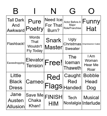 Bridget Jones' Bingo Card