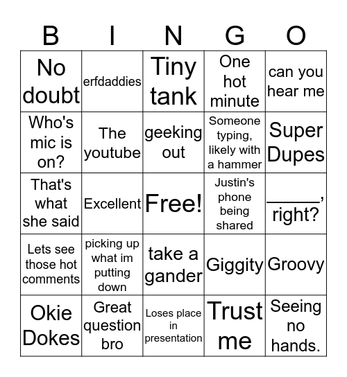 Radi daddy bingo Card