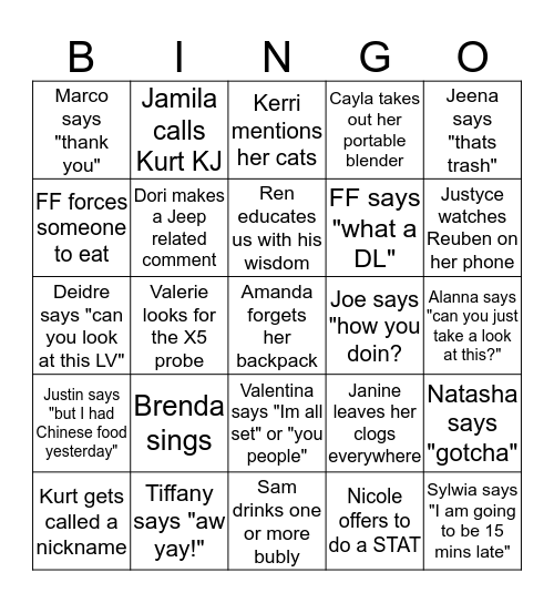 BRIGHAM ECHO LAB BINGO Card