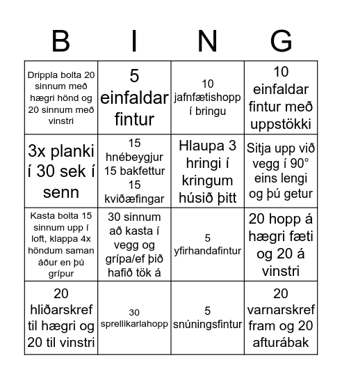 HandboltaBingó Bingo Card