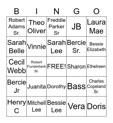 FAULK FAMILY  BINGO Card