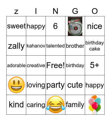 happy birthday zally!! Bingo Card