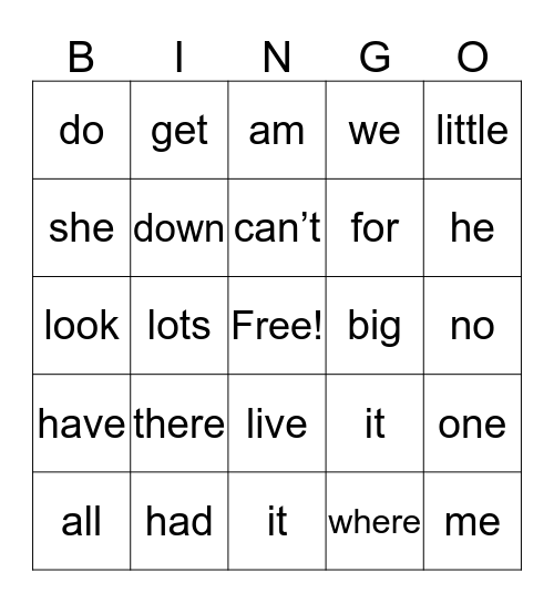 1G Power Words 5-8 Bingo Card