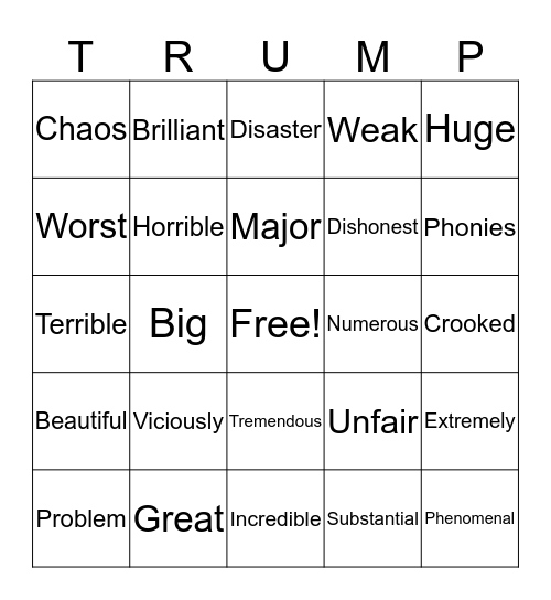 Trump Press Conference Bingo Card