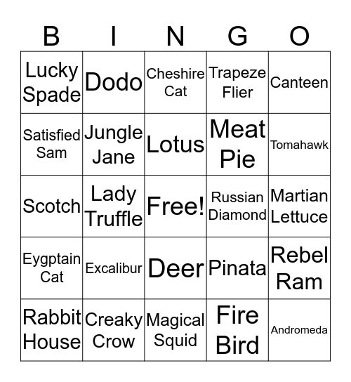 Coin Master Bingo Card