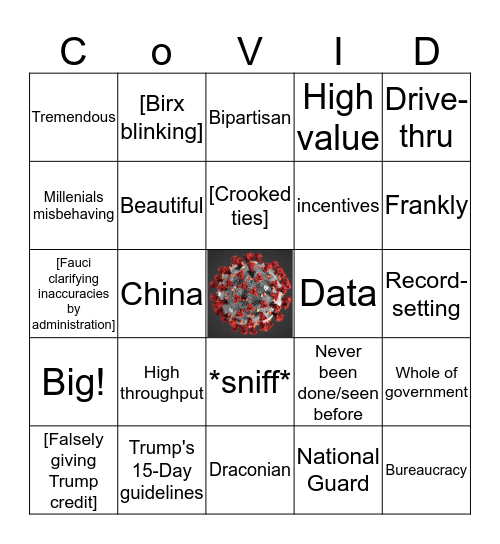 White House Coronavirus Task Force Bingo Card