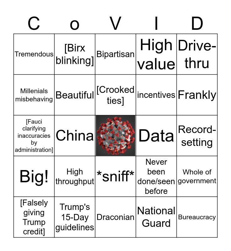 White House Coronavirus Task Force Bingo Card