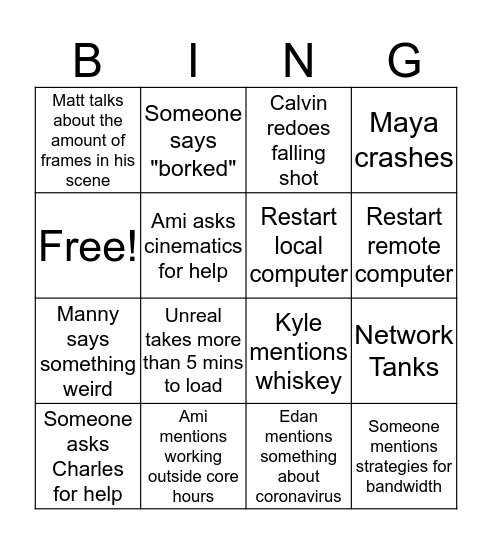 Work Bing Bingo Card