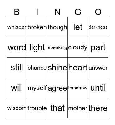 Let it be Bingo Card