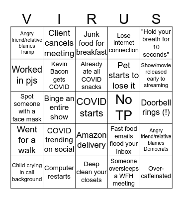 Coronavirus Bingo Card