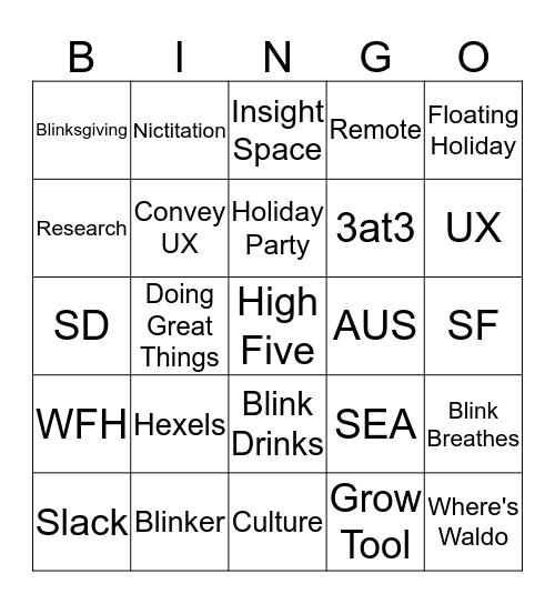 Blink Remote Bingo Card
