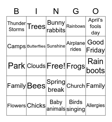 Spring Bingo  Bingo Card