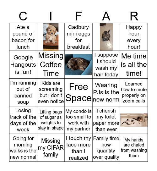 CIFAR WFH Bingo! Bingo Card
