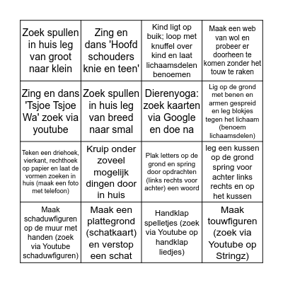 Ruimtelijke oriëntatie bingo Card