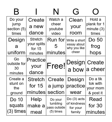 Airborne Athletics Bingo! Bingo Card